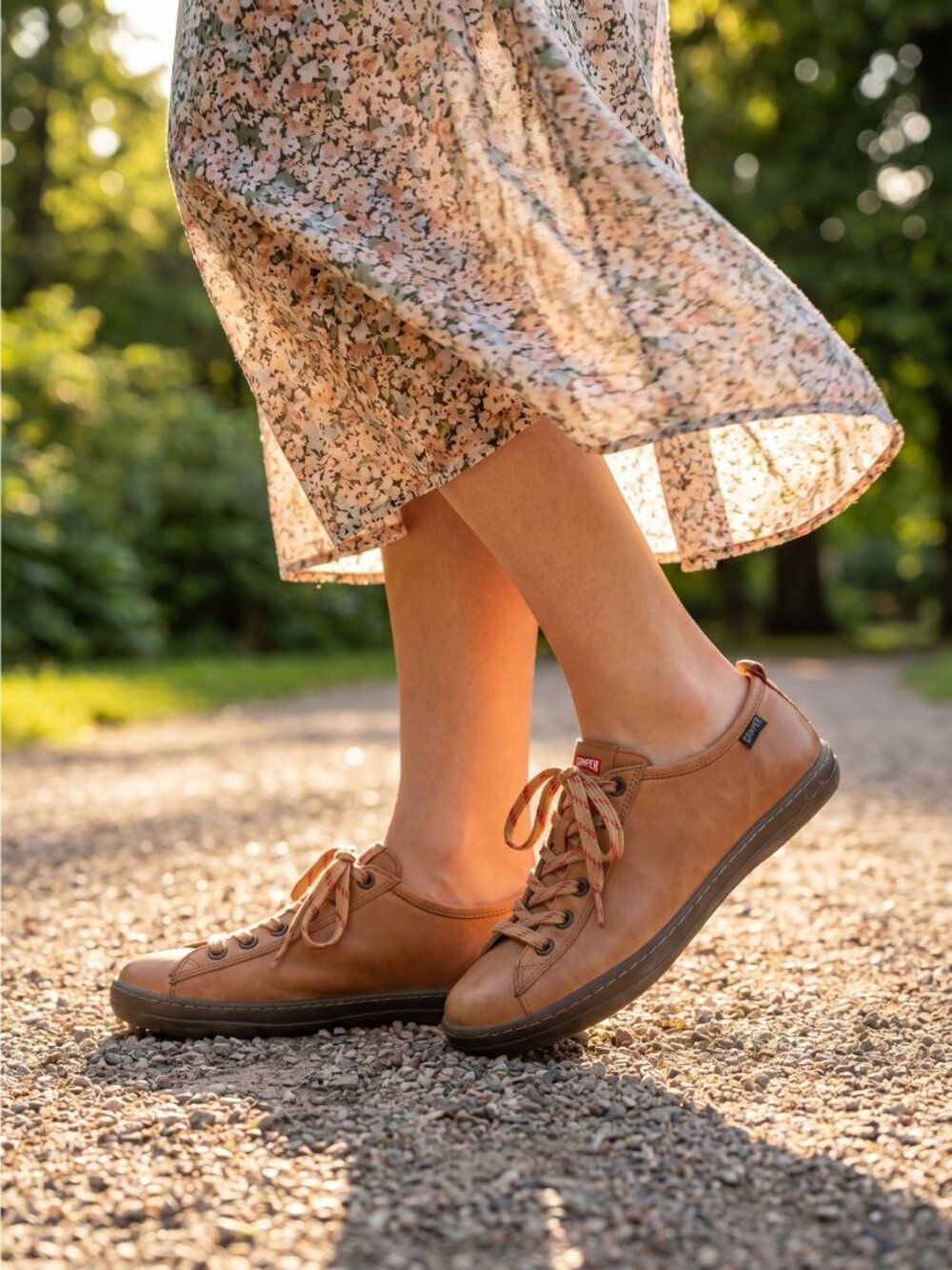 Camper Imar Tan Brown Leather Lace Up Sneakers Shoes Womens Size 37 EU 7 US Low